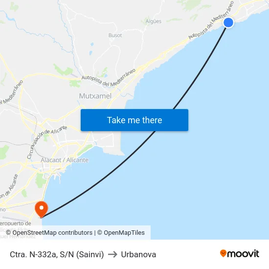 Ctra. N-332a, S/N (Sainvi) to Urbanova map