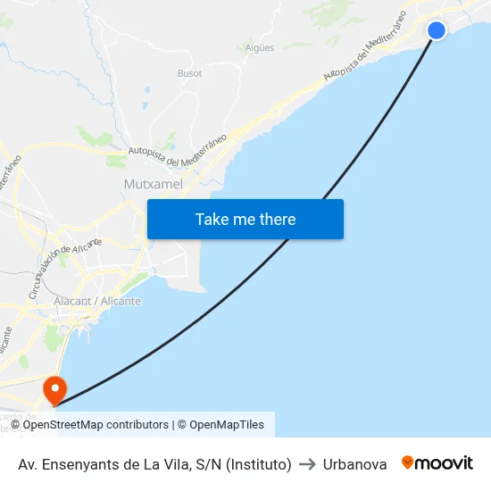 Av. Ensenyants de La Vila, S/N (Instituto) to Urbanova map