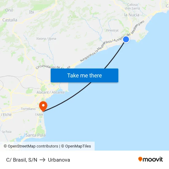 C/ Brasil, S/N to Urbanova map