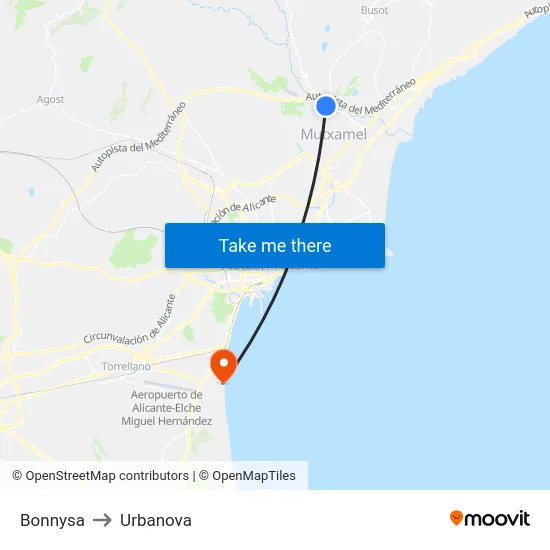 Bonnysa to Urbanova map