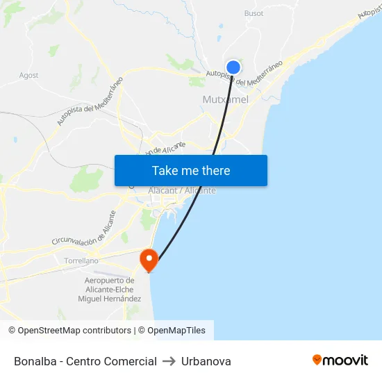 Bonalba - Centro Comercial to Urbanova map