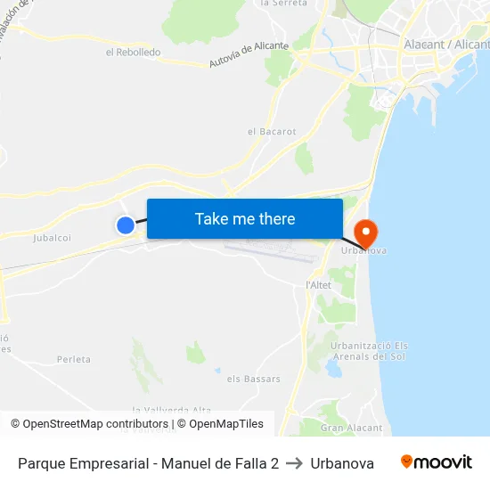 Parque Empresarial - Manuel de Falla 2 to Urbanova map