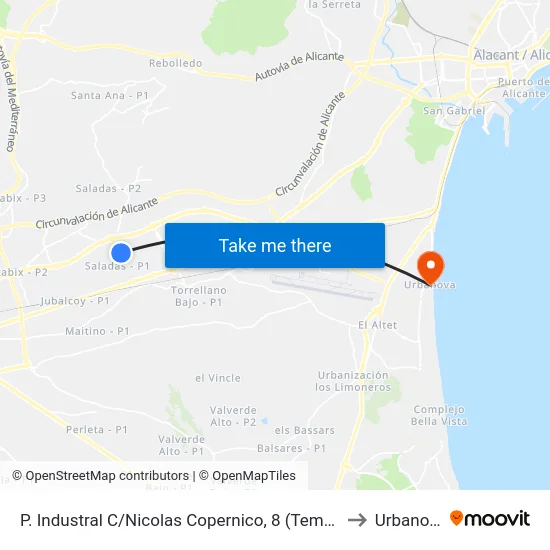 P. Empesarial - Nicolas Copernico 2 to Urbanova map