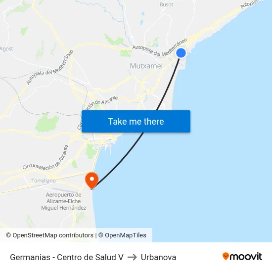 Germanias - Centro de Salud V to Urbanova map