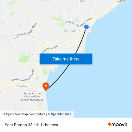 Sant Ramon 33 to Urbanova map
