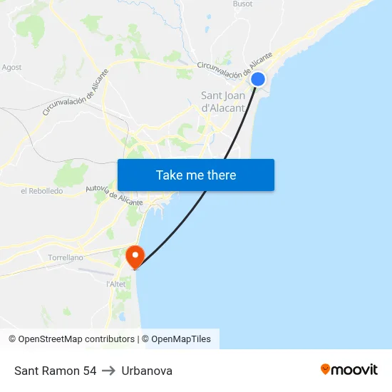 Sant Ramon 54 to Urbanova map