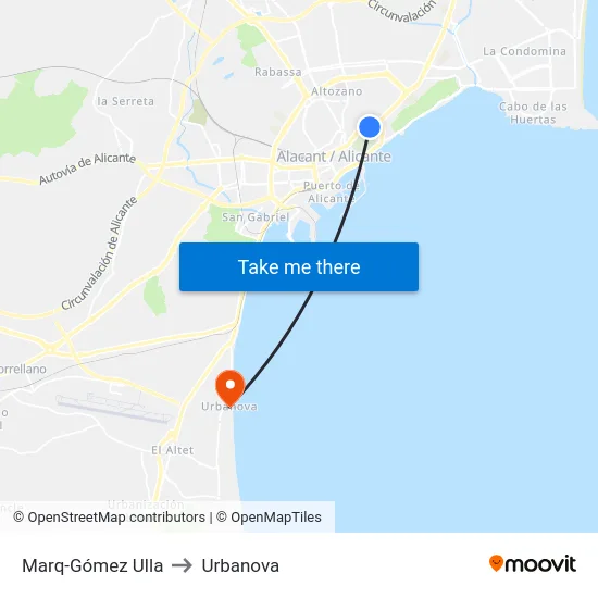Marq-Gómez Ulla to Urbanova map