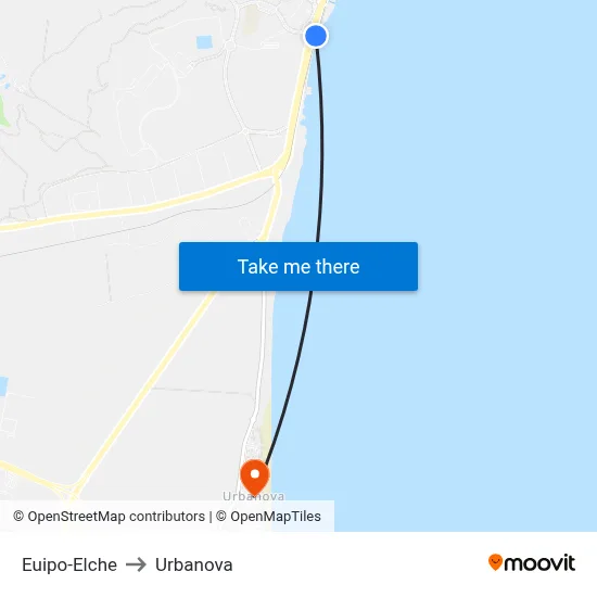 Euipo-Elche to Urbanova map