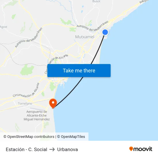 Estación - C. Social to Urbanova map