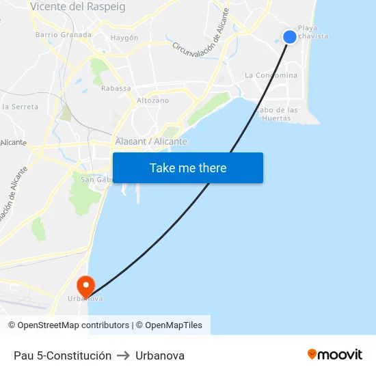 Pau 5-Constitución to Urbanova map