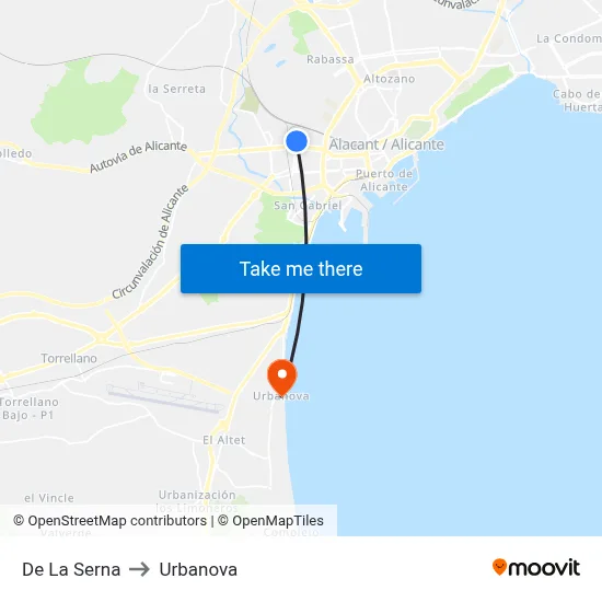 De La Serna to Urbanova map