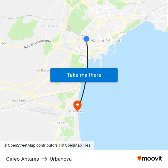 Cefeo-Antares to Urbanova map