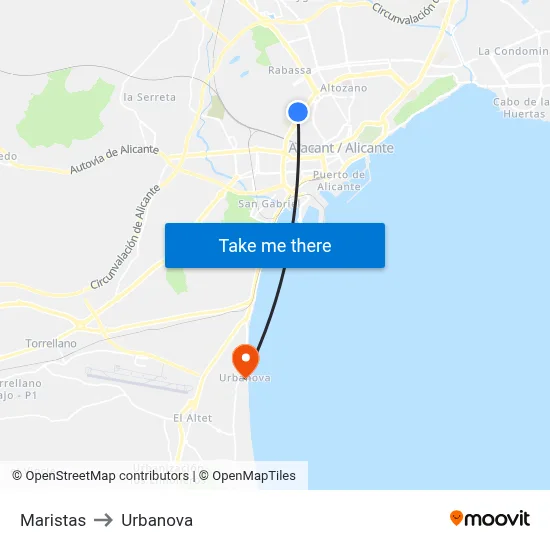 Maristas to Urbanova map