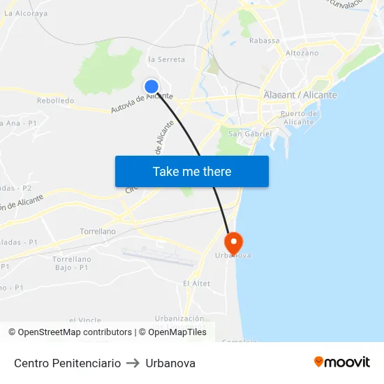 Centro Penitenciario to Urbanova map