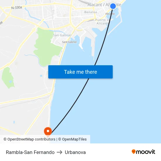 Rambla-San Fernando to Urbanova map