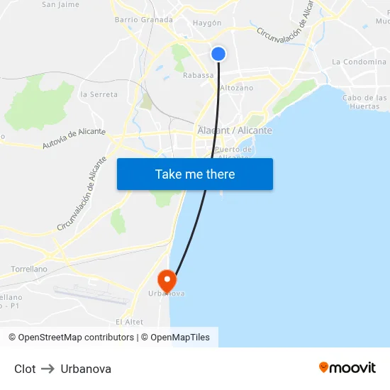 Clot to Urbanova map