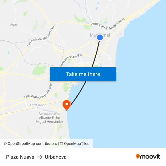 Plaza Nueva to Urbanova map