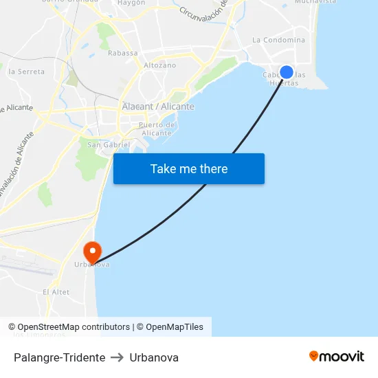 Palangre-Tridente to Urbanova map