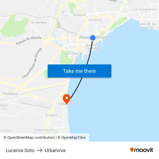 Luceros-Soto to Urbanova map