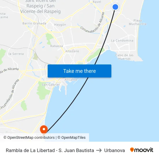 Rambla de La Libertad - S. Juan Bautista to Urbanova map