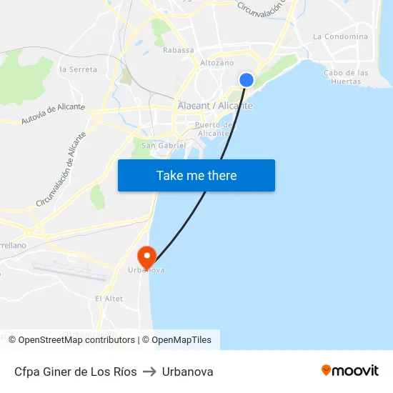 Cfpa Giner de Los Ríos to Urbanova map