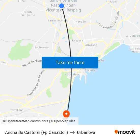 Ancha de Castelar (Fp Canastell) to Urbanova map