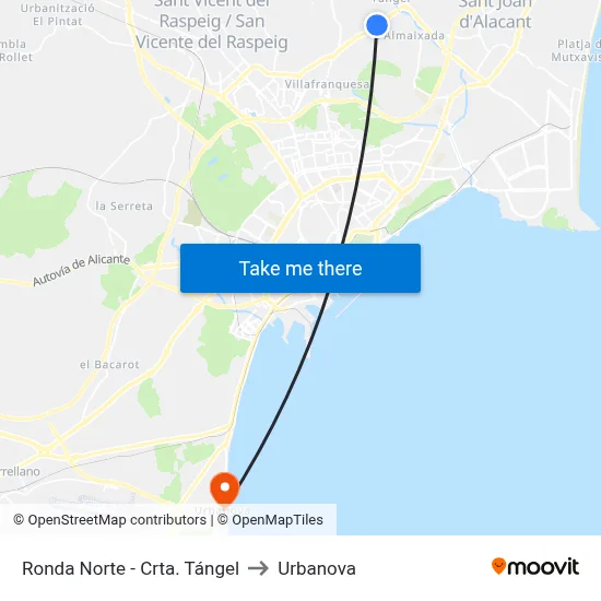 Ronda Norte - Crta. Tángel to Urbanova map