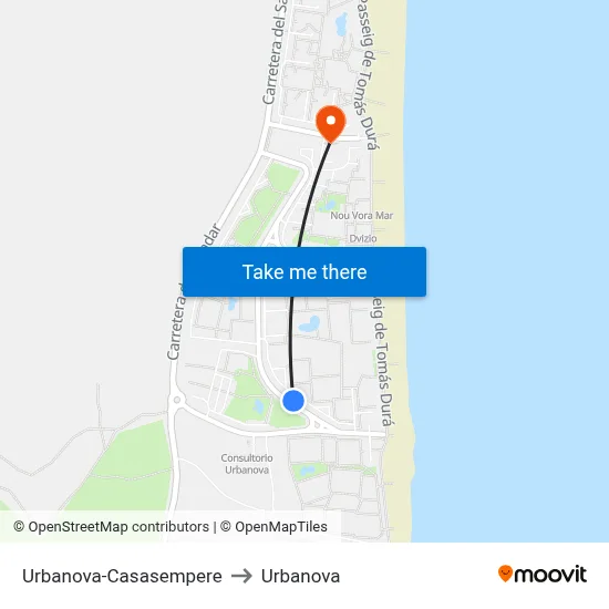 Urbanova-Casasempere to Urbanova map