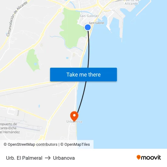 Urb. El Palmeral to Urbanova map
