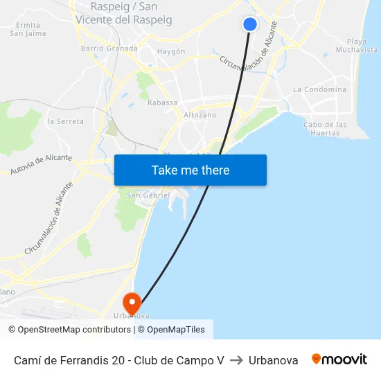 Camí de Ferrandis 20  - Club de Campo V to Urbanova map