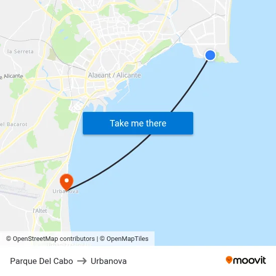 Parque Del Cabo to Urbanova map