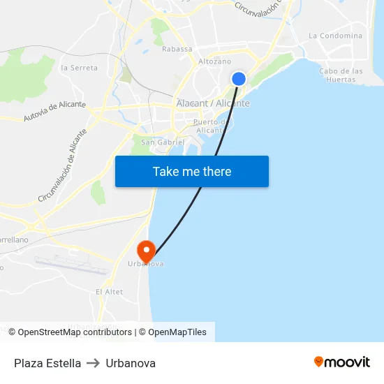 Plaza Estella to Urbanova map
