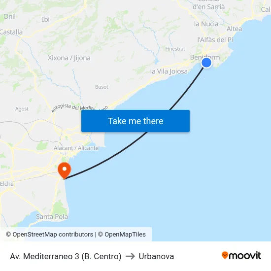 Av. Mediterraneo 3 (B. Centro) to Urbanova map