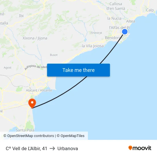 Cº Vell de L'Albir, 41 to Urbanova map