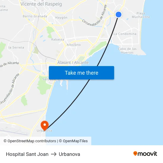 Hospital Sant Joan to Urbanova map