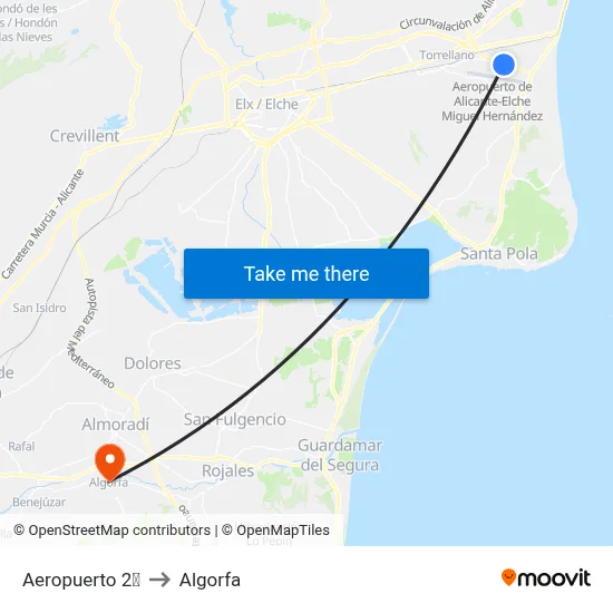 Aeropuerto 2✈︎ to Algorfa map