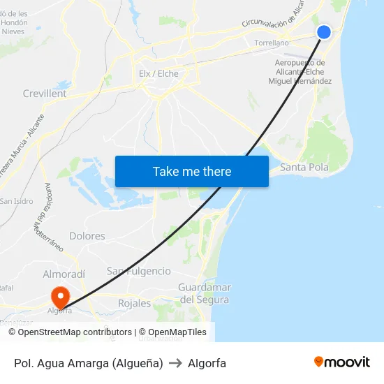 Pol. Agua Amarga (Algueña) to Algorfa map