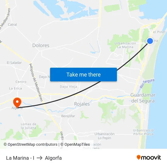 La Marina - I to Algorfa map