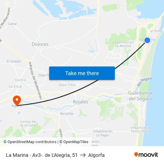 La Marina - Av3-. de L'Alegria, 51 to Algorfa map
