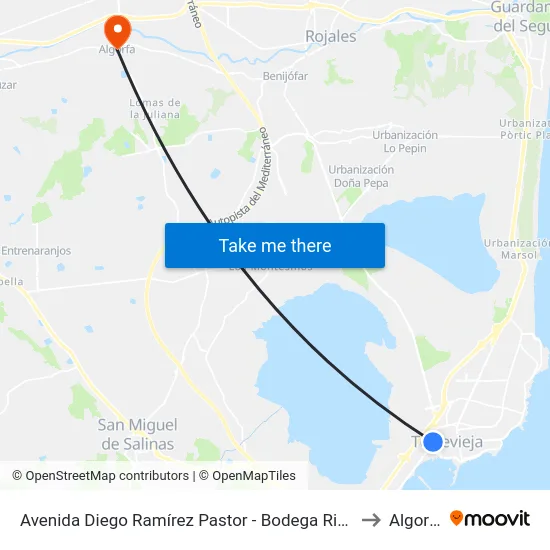 Avenida Diego Ramírez Pastor - Bodega Rivera to Algorfa map