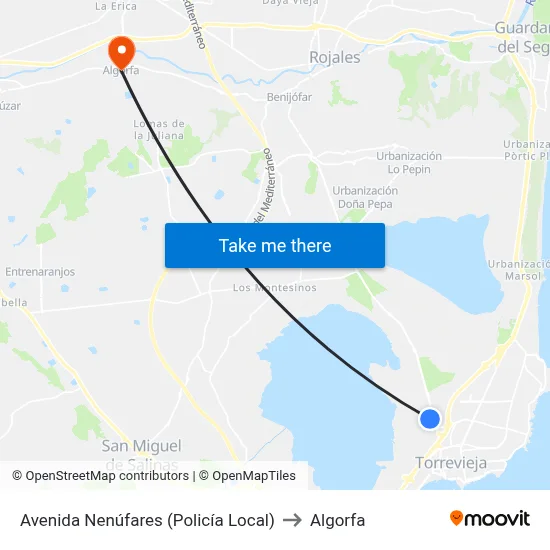 Avenida Nenúfares (Policía Local) to Algorfa map