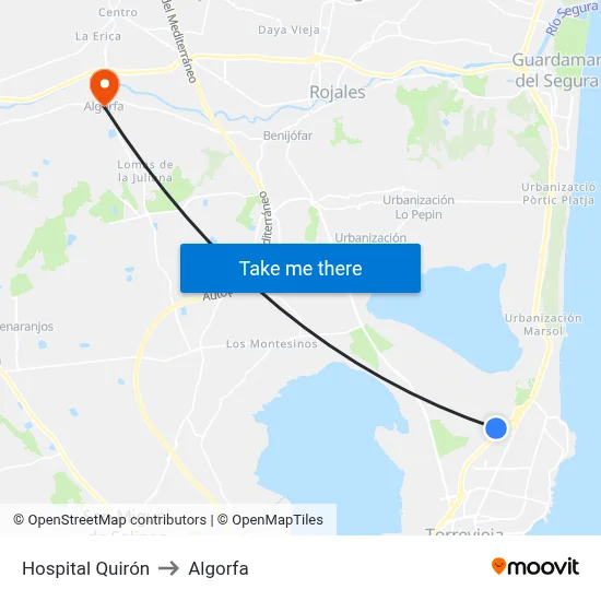 Hospital Quirón to Algorfa map