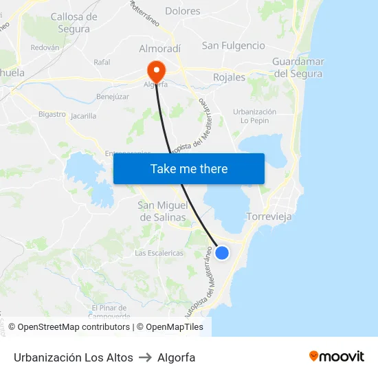 Urbanización Los Altos to Algorfa map