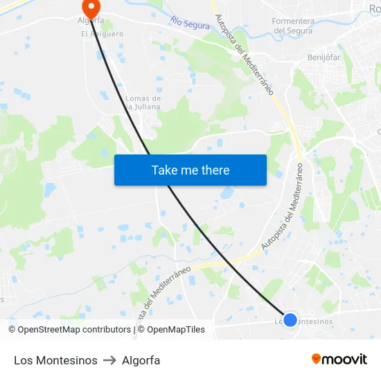 Los Montesinos to Algorfa map