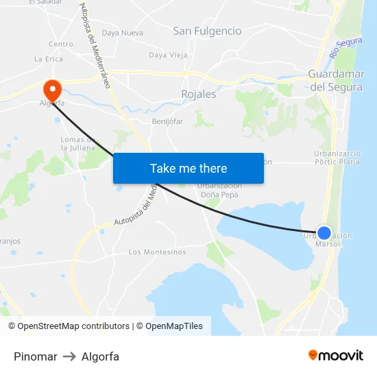 Pinomar to Algorfa map