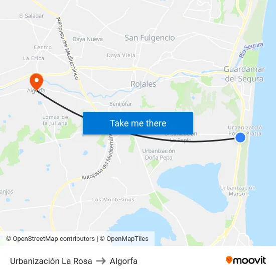 Urbanización La Rosa to Algorfa map