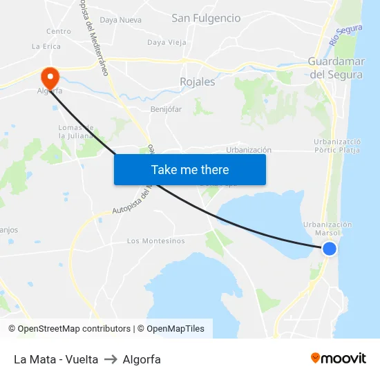 La Mata - Vuelta to Algorfa map