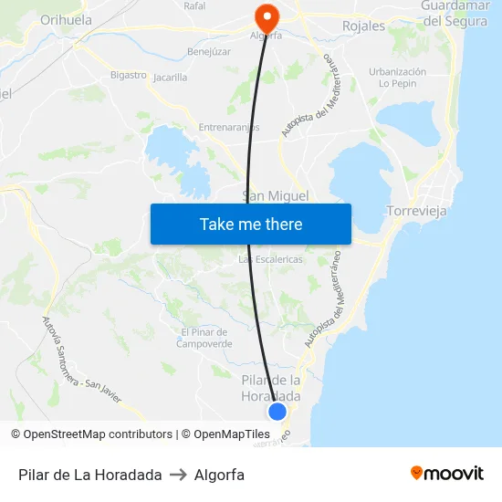 Pilar de La Horadada to Algorfa map