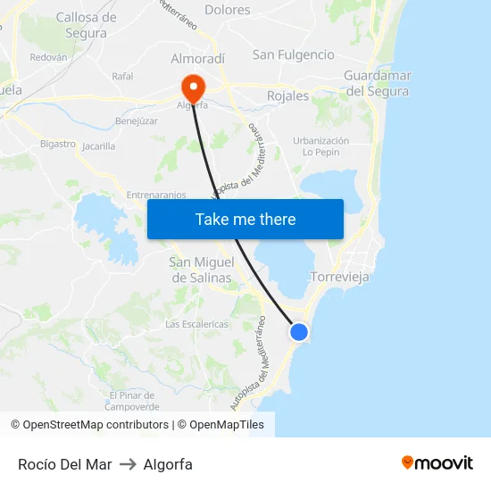 Rocío Del Mar to Algorfa map