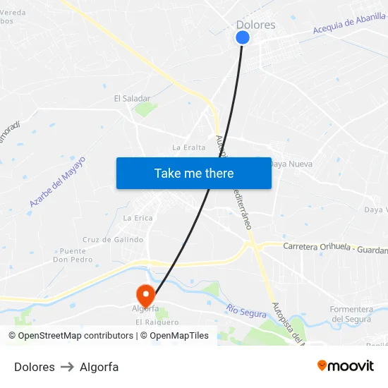 Dolores to Algorfa map